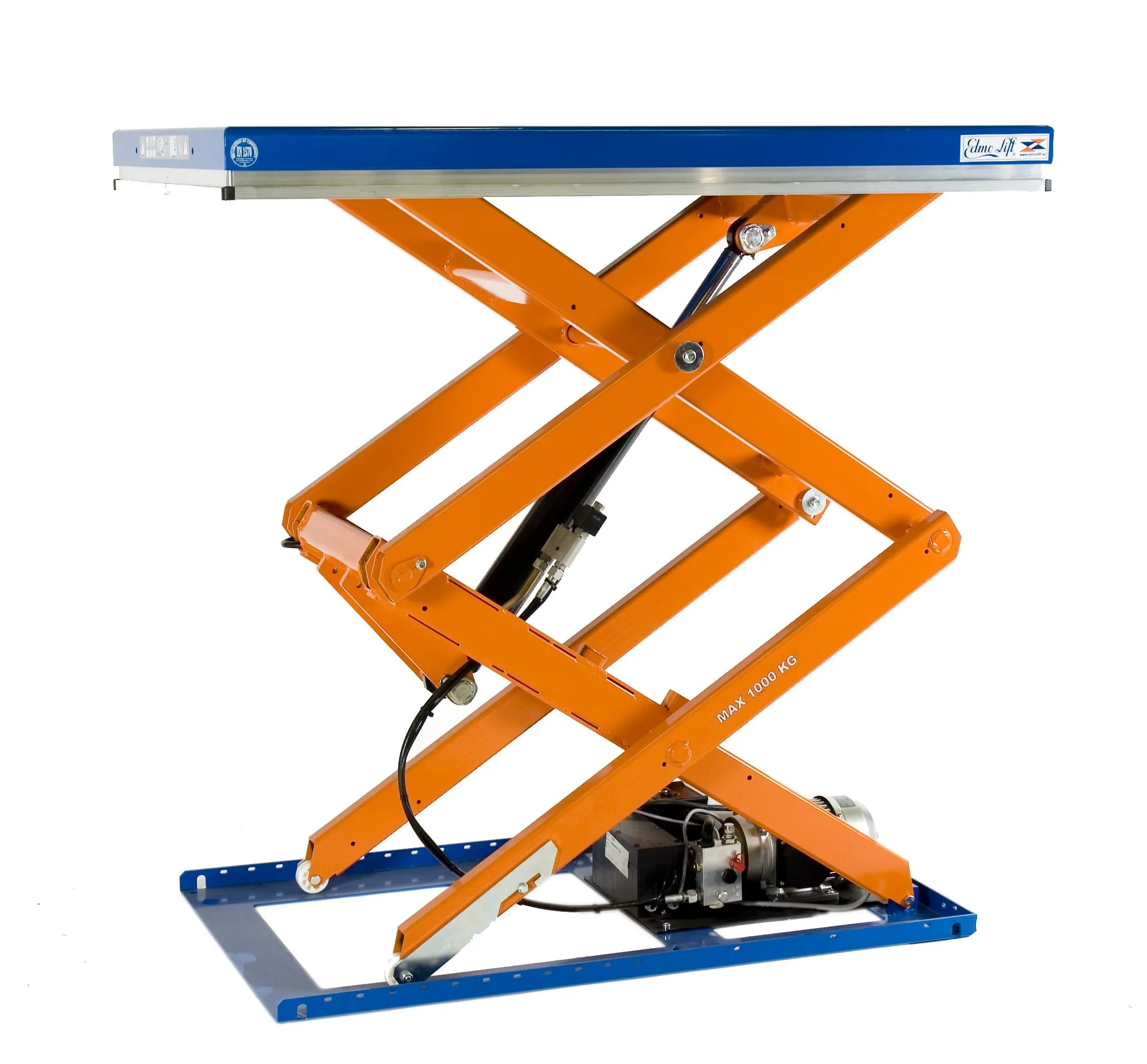Lyftbord med vertikal dubbelsax Edmolift, 1300x800 mm, 1000 kg
