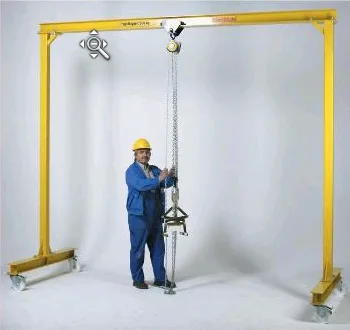 Portalkran i stål med polyamidhjul, 2000 kg, H=3m, L=3 m