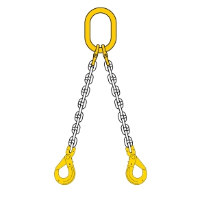 Lyftkätting 2-part 7,5 ton, 3 m, säkerhetskrok-gaffel, klass 8, 13 mm