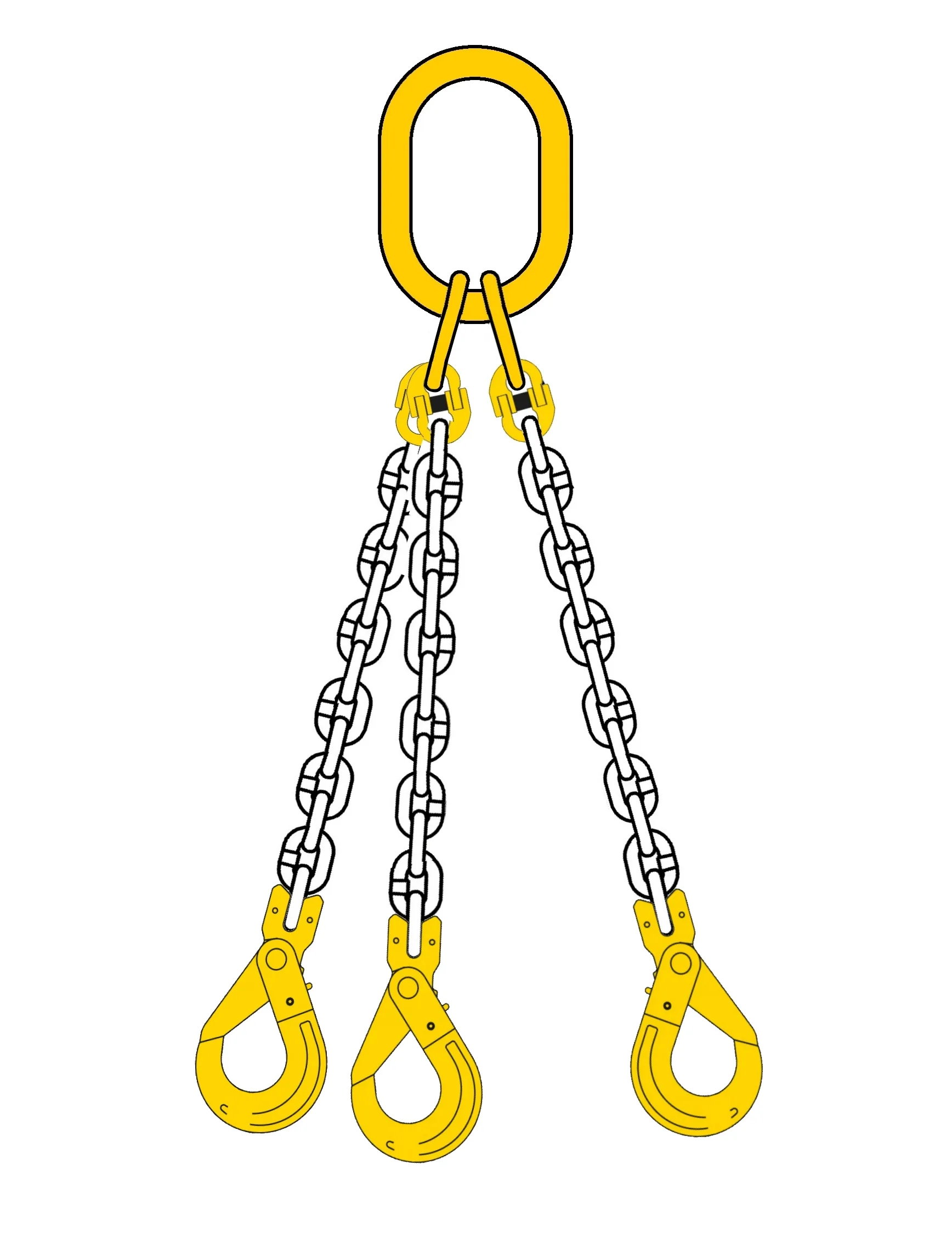 Lyftkätting 3-part 11,2 ton, 3 m, säkerhetskrok-gaffel, klass 8, 13 mm