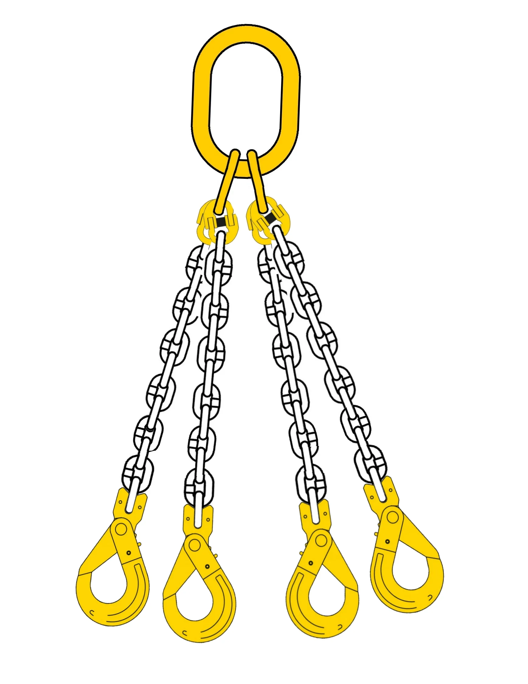 Lyftkätting 4-part 11,2 ton, 3 m, säkerhetskrok-gaffel, klass 8, 13 mm