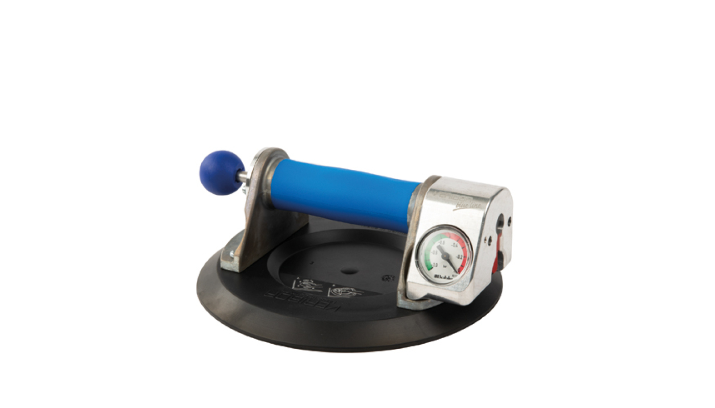 Glaslyft 120 kg, pumpaktiverad, manometer, i väska