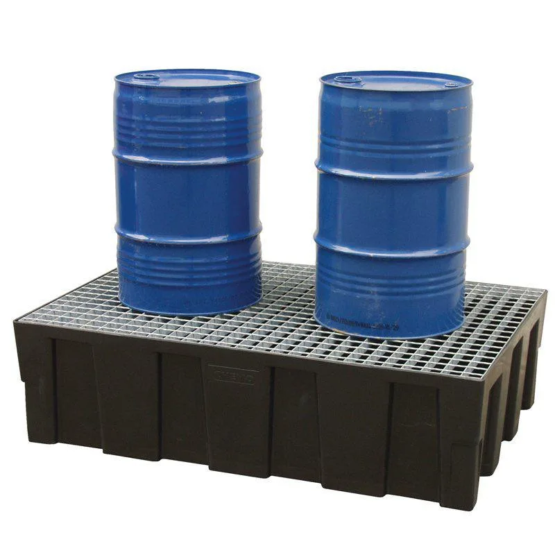 Uppsamlingskärl 2 fat polyeten 230 l med galler