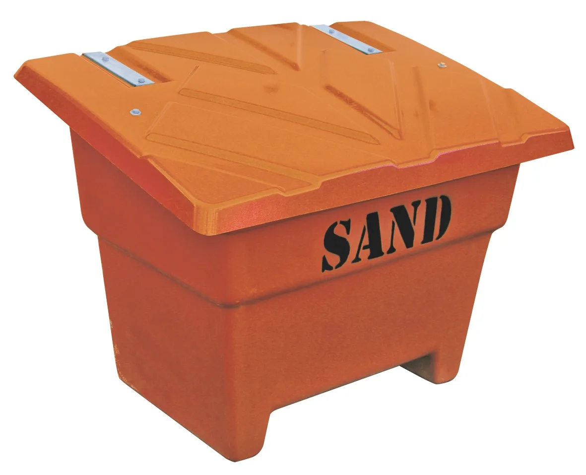 Sandbehållare 350L Orange, flyttbar med truck
