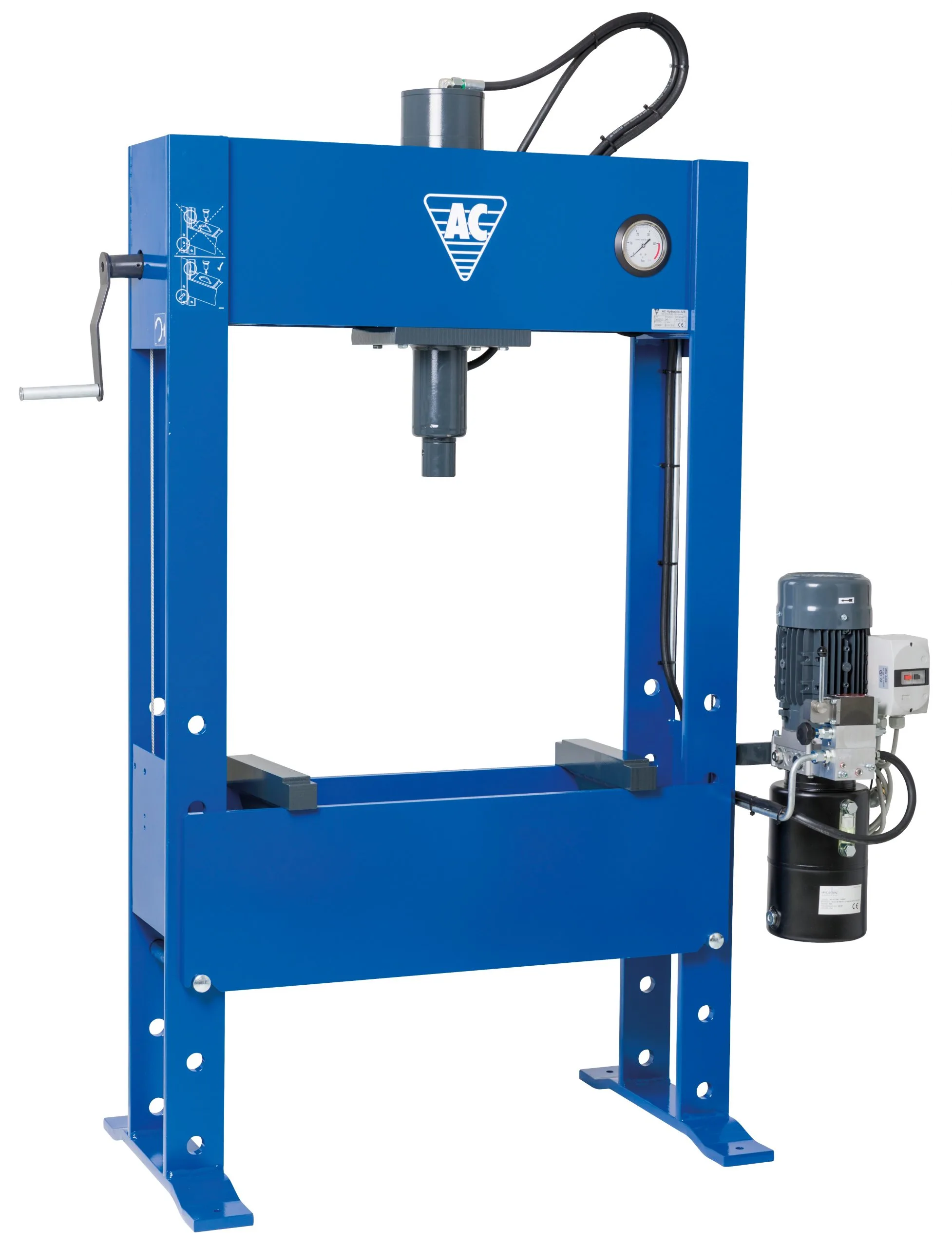 Verkstadspress 100 ton, elhydraulisk, 2-stegspump, lastbil/industri