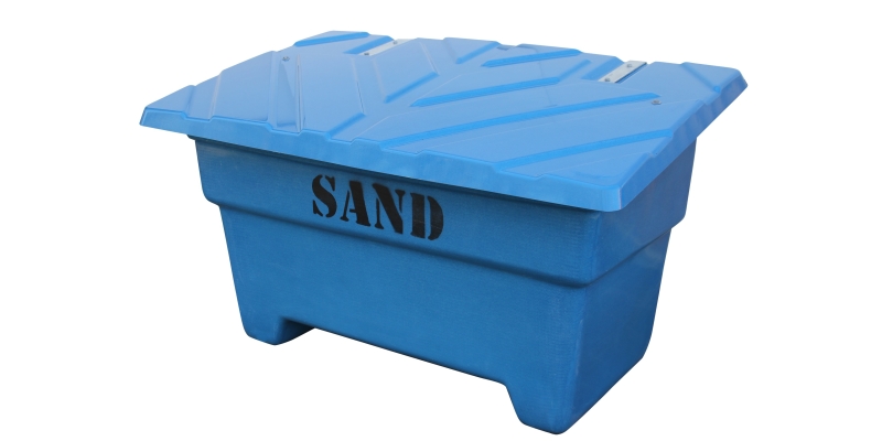 Sandbehållare 550L Blå, flyttbar med truck