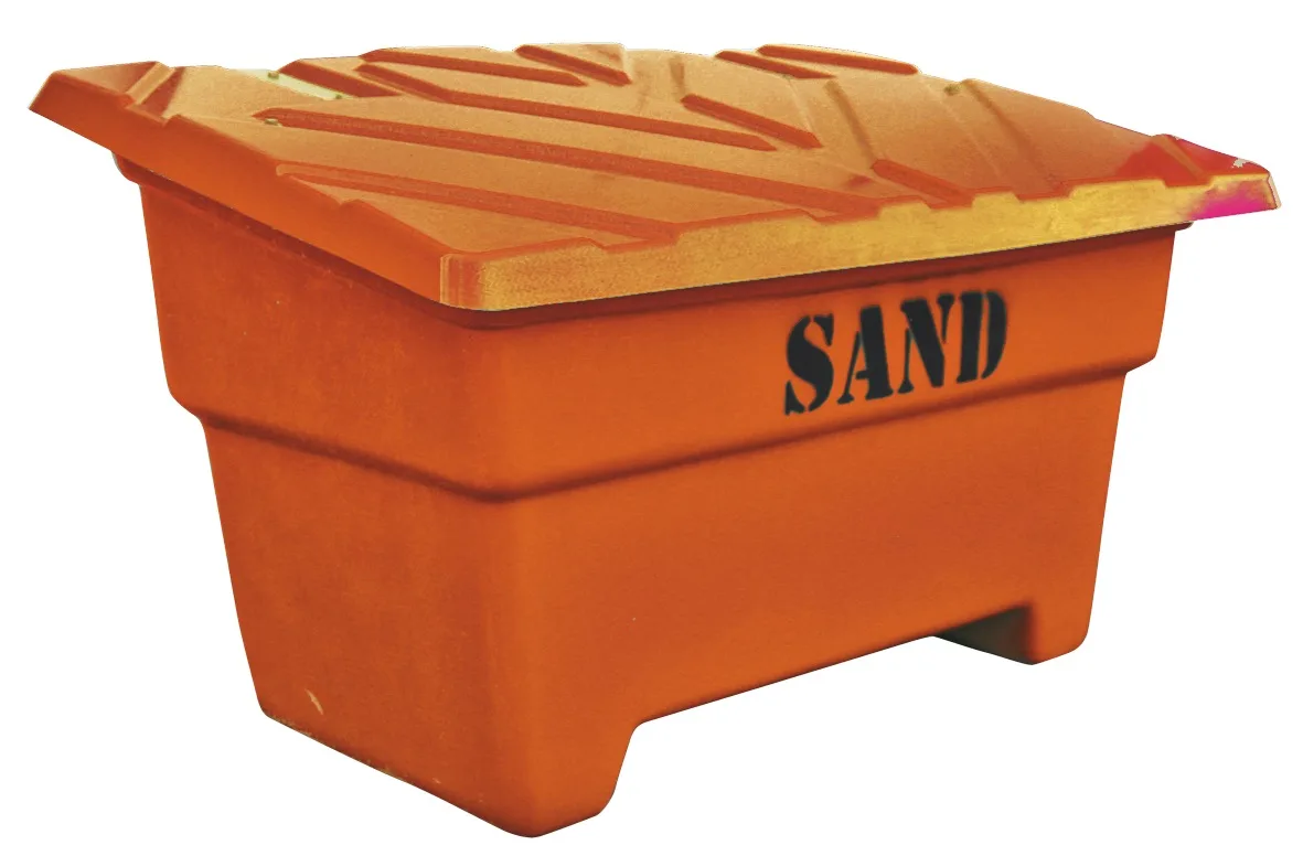 Sandbehållare 550L Orange, flyttbar med truck