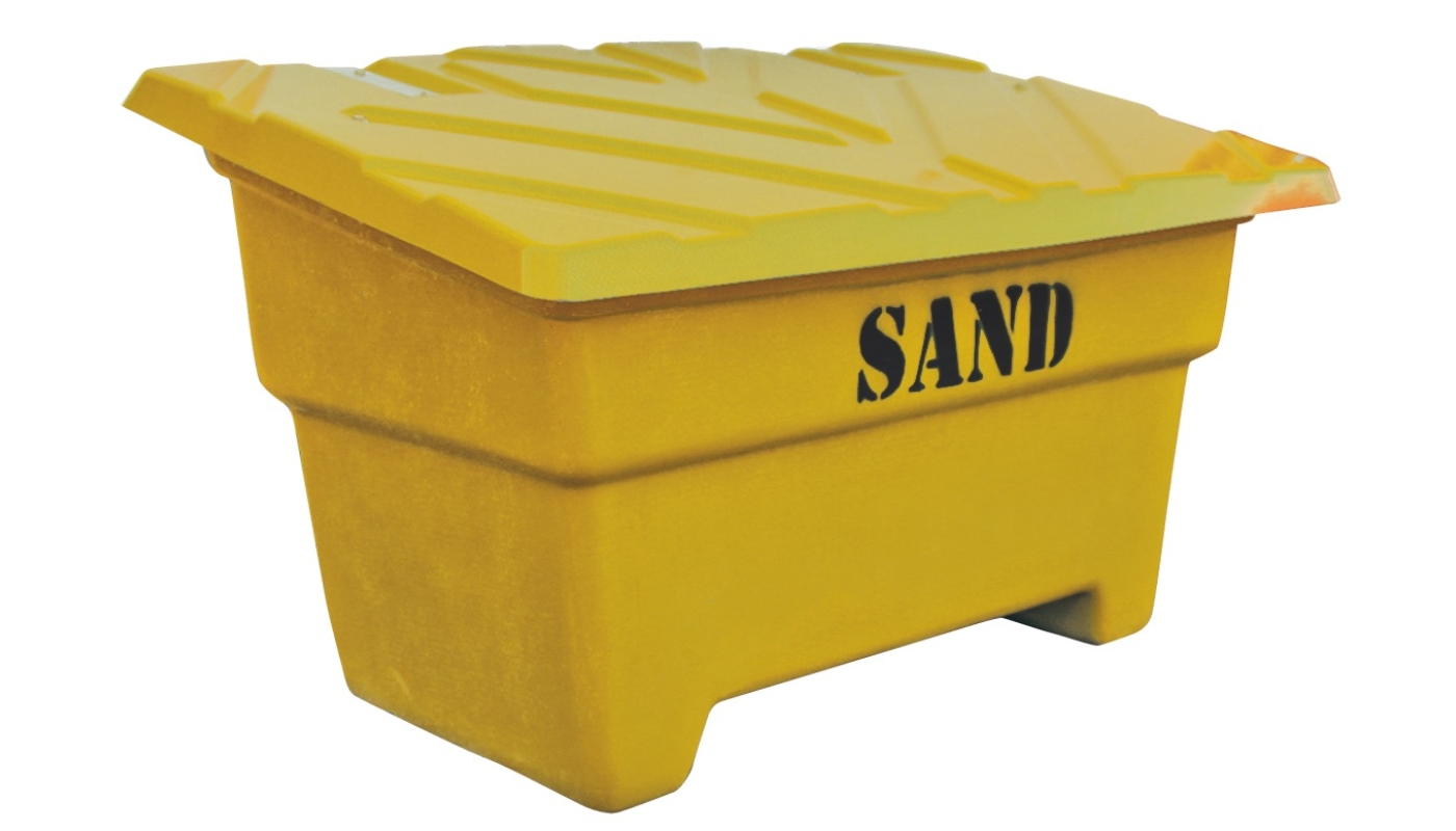Sandbehållare 550L Gul, flyttbar med truck