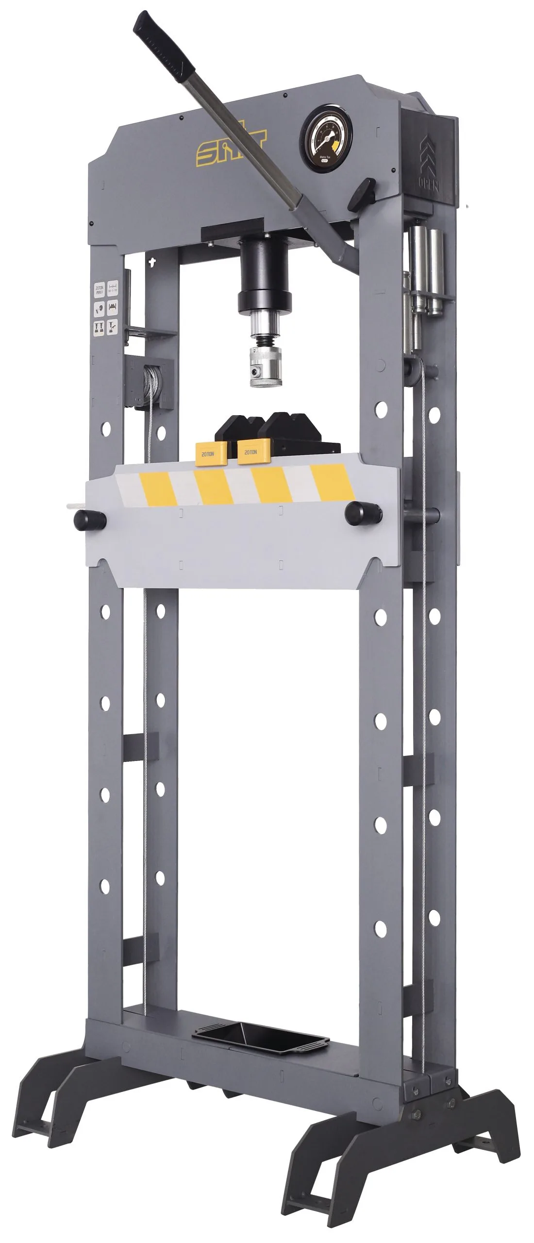Verkstadspress 20 ton, hand- & lufthydraulisk, Vinsch för pressbord