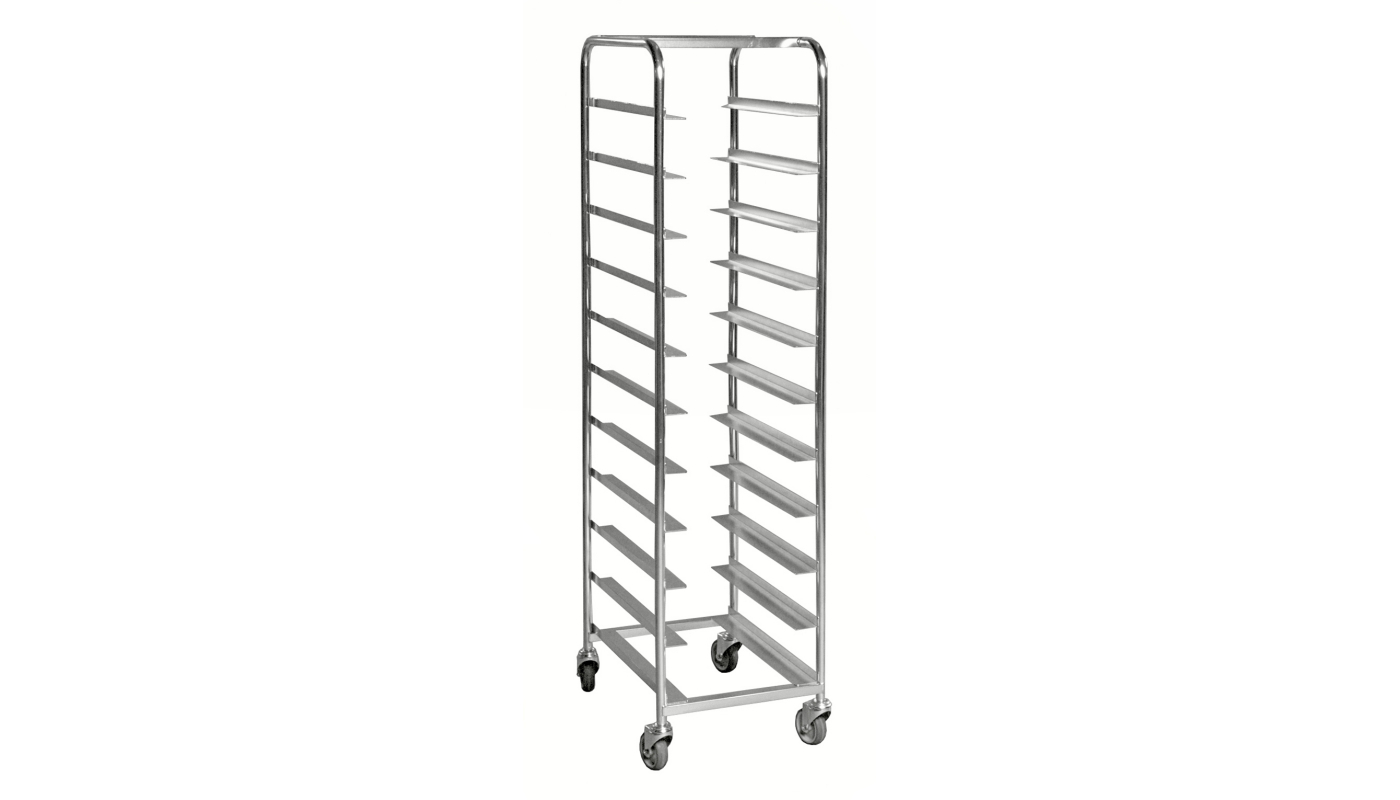 Backvagn för 11 backar 600x400mm, 150 kg, elförzinkad, broms, Kongamek KM162