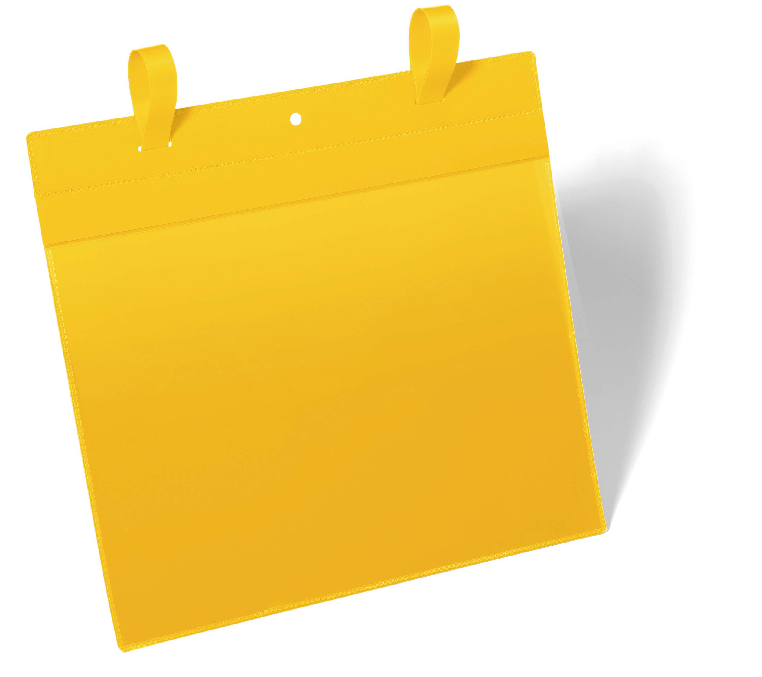 Plastficka med fästband A4 liggande, gul 50-pack