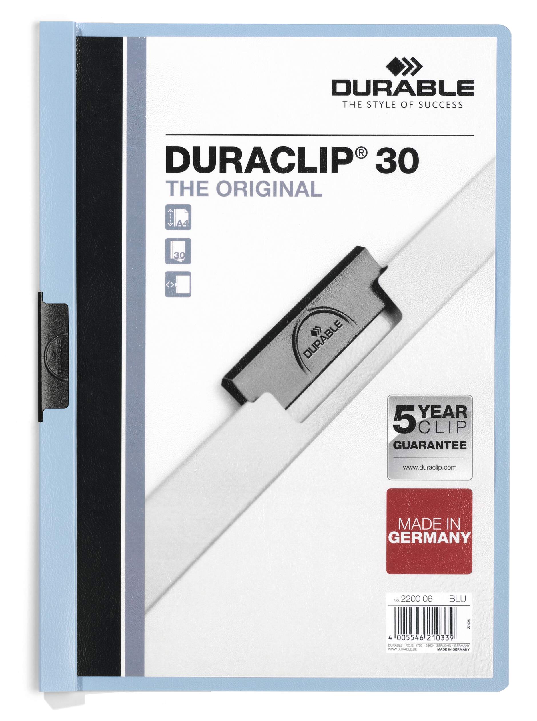 Klämmapp DURACLIP® 30 A4, blå