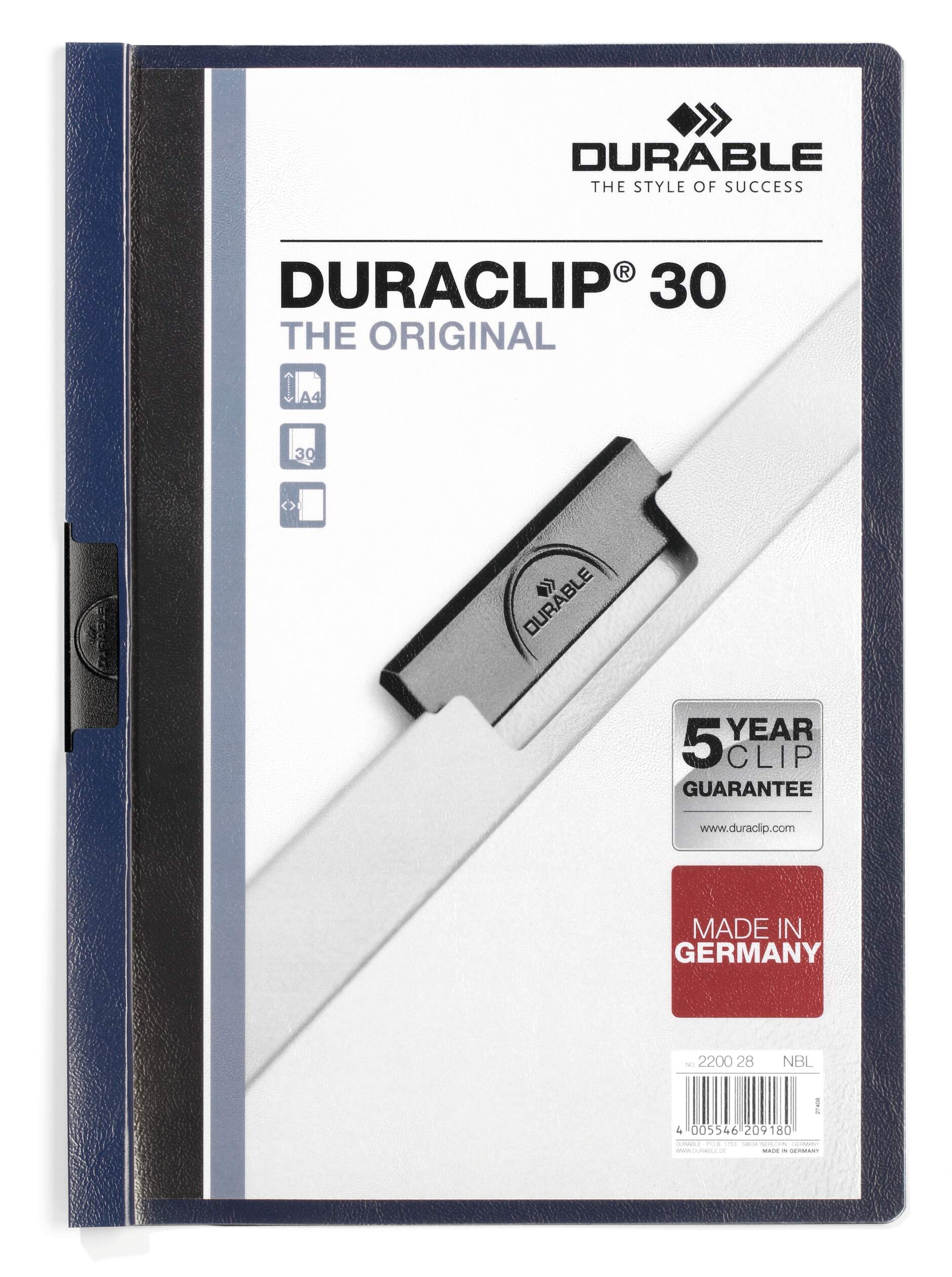 Klämmapp DURACLIP® 30 A4, midnattsblå