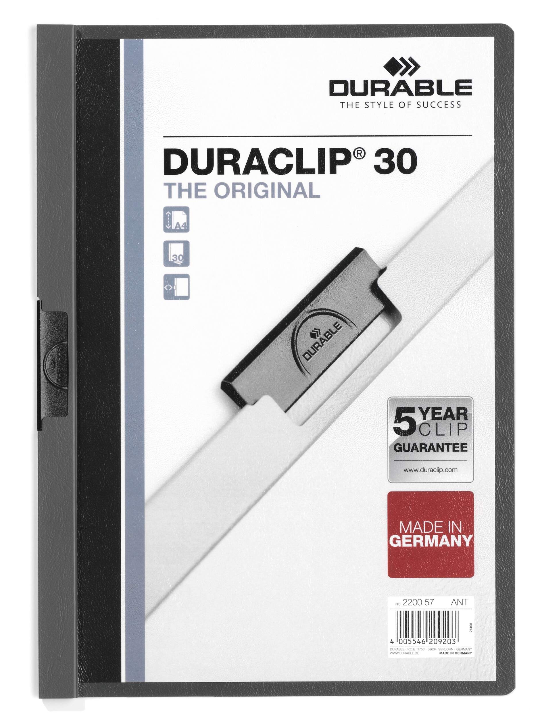 Klämmapp DURACLIP® 30 A4, antracitgrå