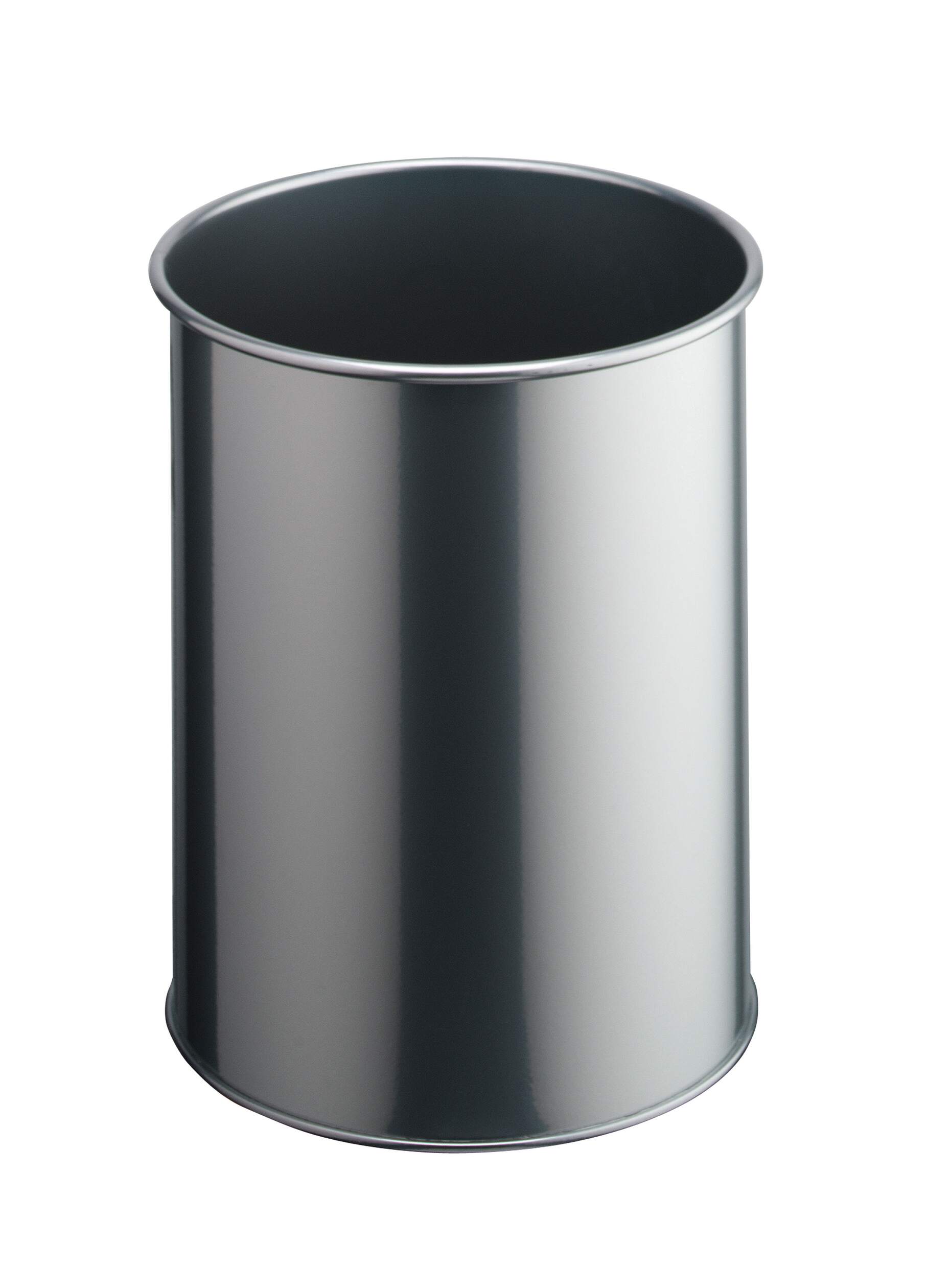 Papperskorg metall 15L rund, silver
