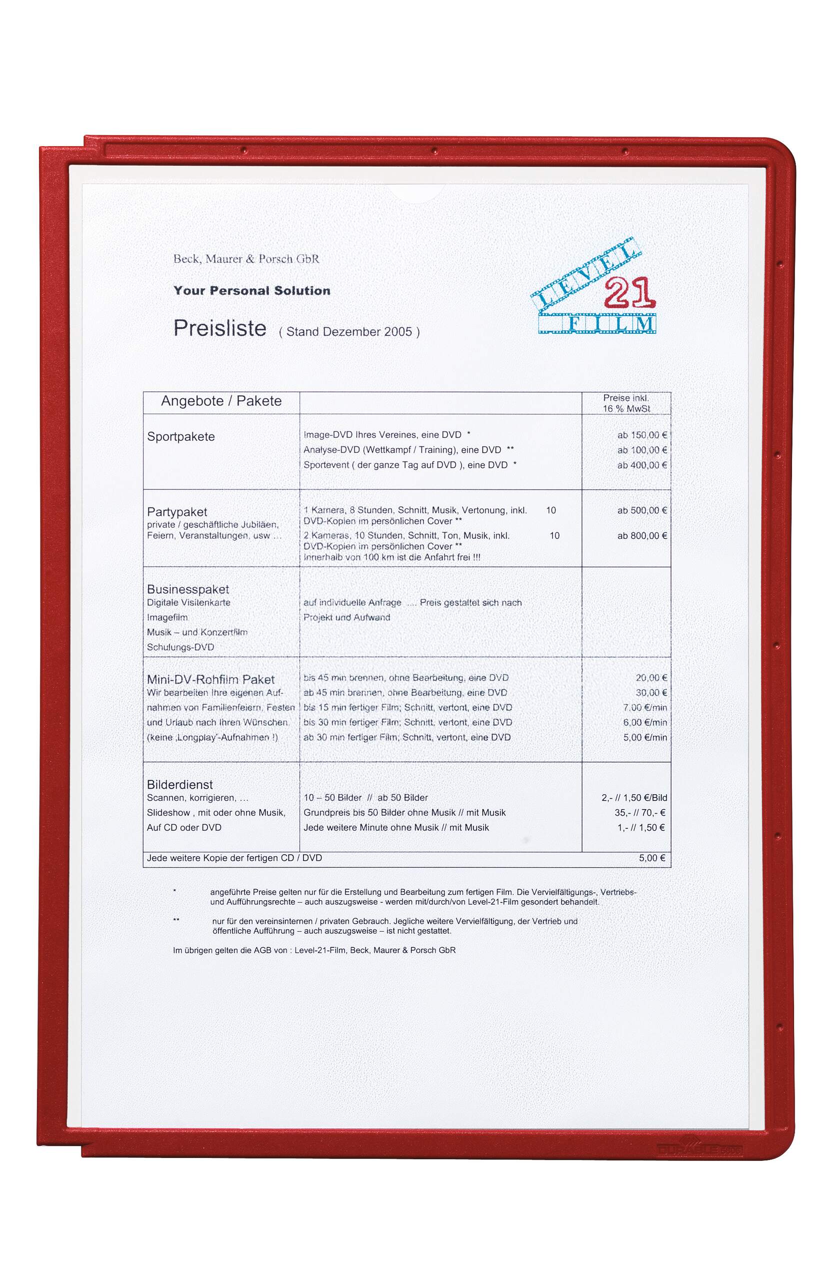 Blädderficka SHERPA® PANEL A4, röd - Bild 2