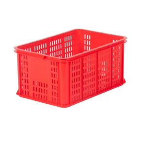 Plastback 55L, 600x400x285mm, perforerad, livsmedelsgodkänd, röd