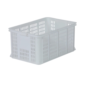 Plastback 55L, 600x400x285mm, perforerad, livsmedelsgodkänd, vit